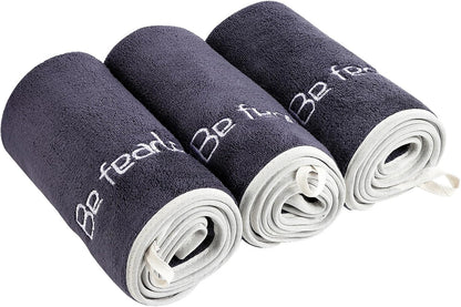 Microfiber Gym Towel Set for Men Women, Super Soft and Quick-Drying Towels for Fitness, Yoga, Cycling, Swimming (Blue+Grey+Purple, 3 Pack)