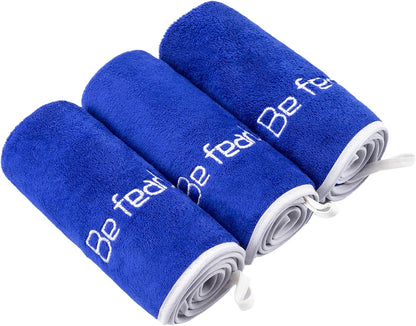 Microfiber Gym Towel Set for Men Women, Super Soft and Quick-Drying Towels for Fitness, Yoga, Cycling, Swimming (Blue+Grey+Purple, 3 Pack)