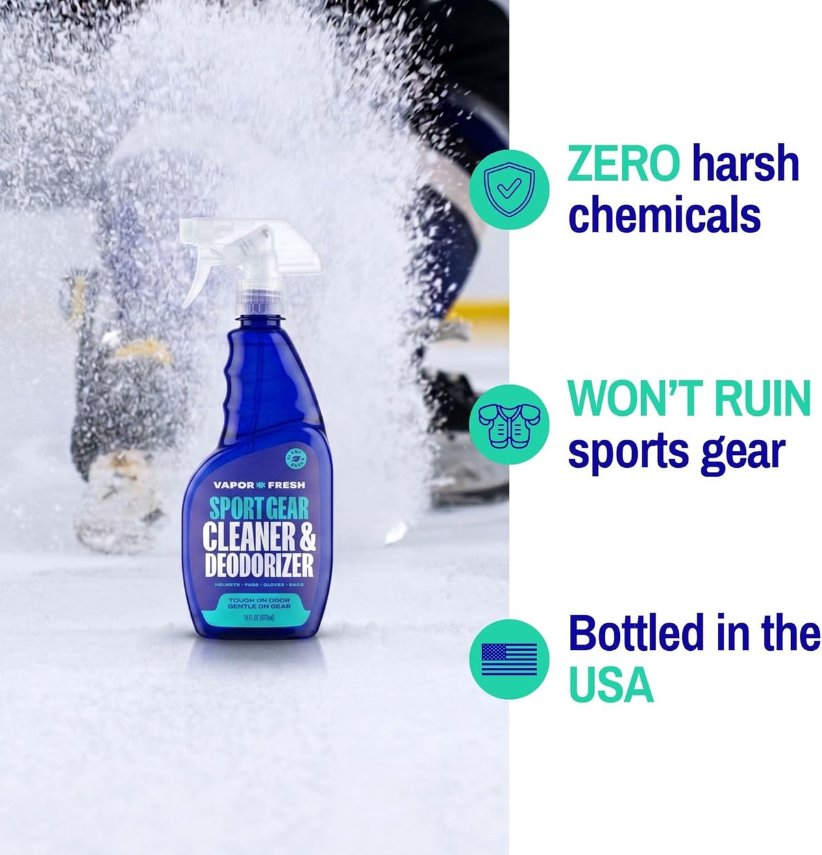 Sports Cleaner and Deodorizer - For Boxing Gloves, Sports Pads, Helmets, Gym Bags, Gym Equipment and More - Naturally Powered By Plants, 16 Fl Oz (1-Pack)