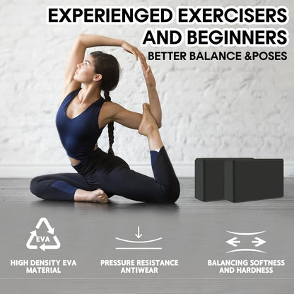 Yoga Block - Unsupported Latex Eva foam - Soft non slip surface with bevel for yoga, pilates, meditation - Yoga accessories for stability, balance and deep stretching