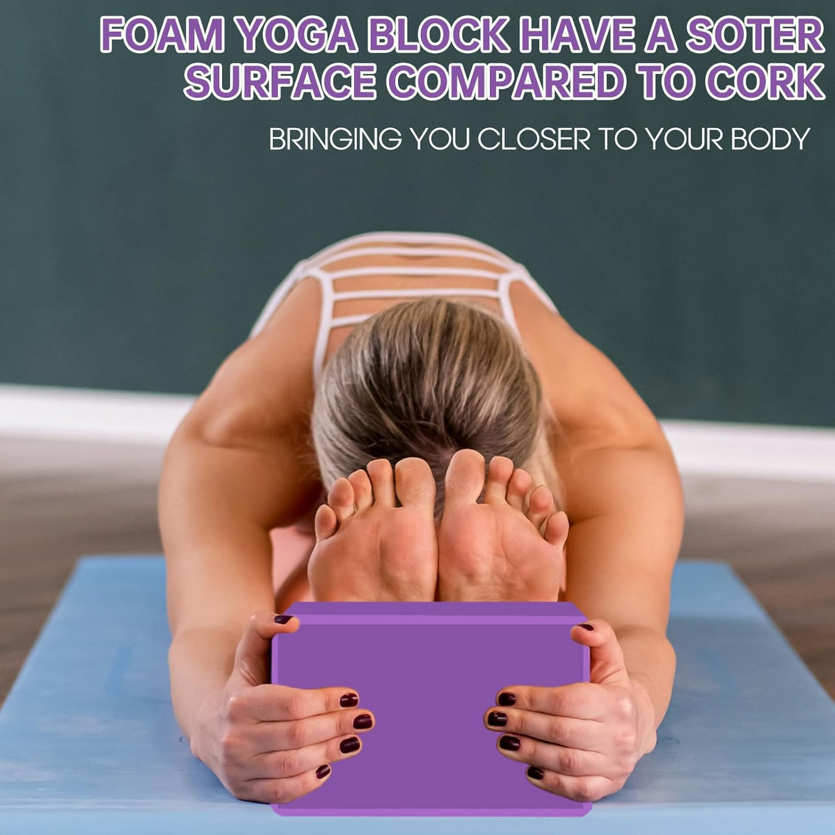 Yoga Block - Unsupported Latex Eva foam - Soft non slip surface with bevel for yoga, pilates, meditation - Yoga accessories for stability, balance and deep stretching