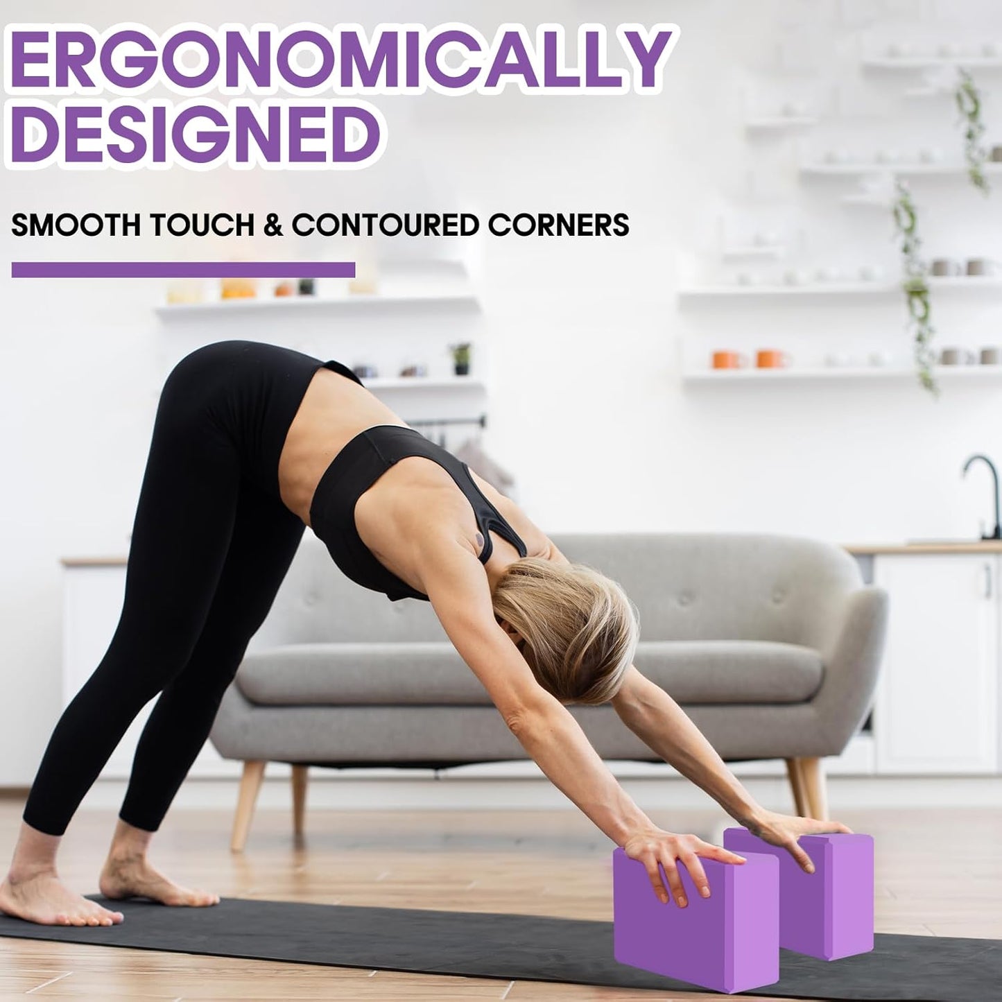 Yoga Block - Unsupported Latex Eva foam - Soft non slip surface with bevel for yoga, pilates, meditation - Yoga accessories for stability, balance and deep stretching