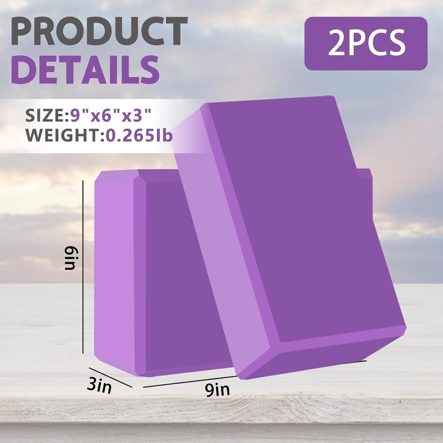 Yoga Block - Unsupported Latex Eva foam - Soft non slip surface with bevel for yoga, pilates, meditation - Yoga accessories for stability, balance and deep stretching