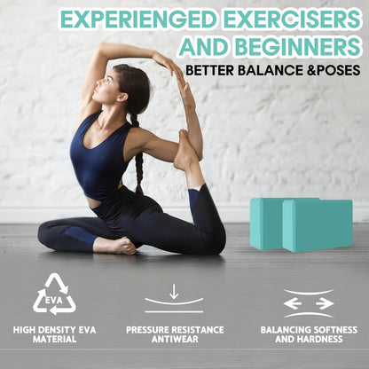 Yoga Block - Unsupported Latex Eva foam - Soft non slip surface with bevel for yoga, pilates, meditation - Yoga accessories for stability, balance and deep stretching