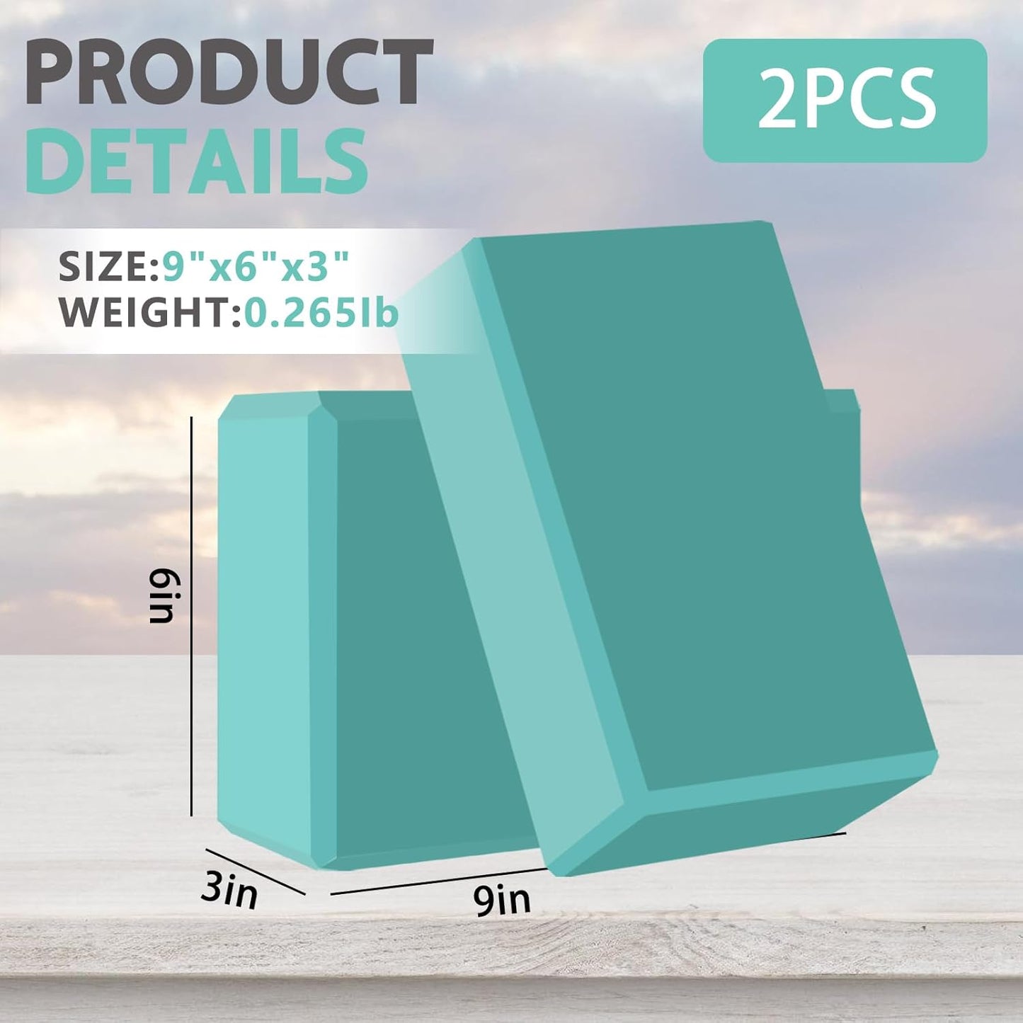 Yoga Block - Unsupported Latex Eva foam - Soft non slip surface with bevel for yoga, pilates, meditation - Yoga accessories for stability, balance and deep stretching