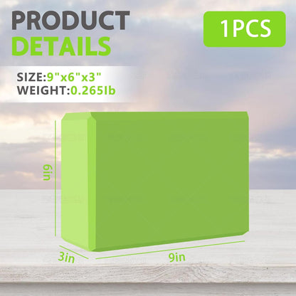 Yoga Block - Unsupported Latex Eva foam - Soft non slip surface with bevel for yoga, pilates, meditation - Yoga accessories for stability, balance and deep stretching