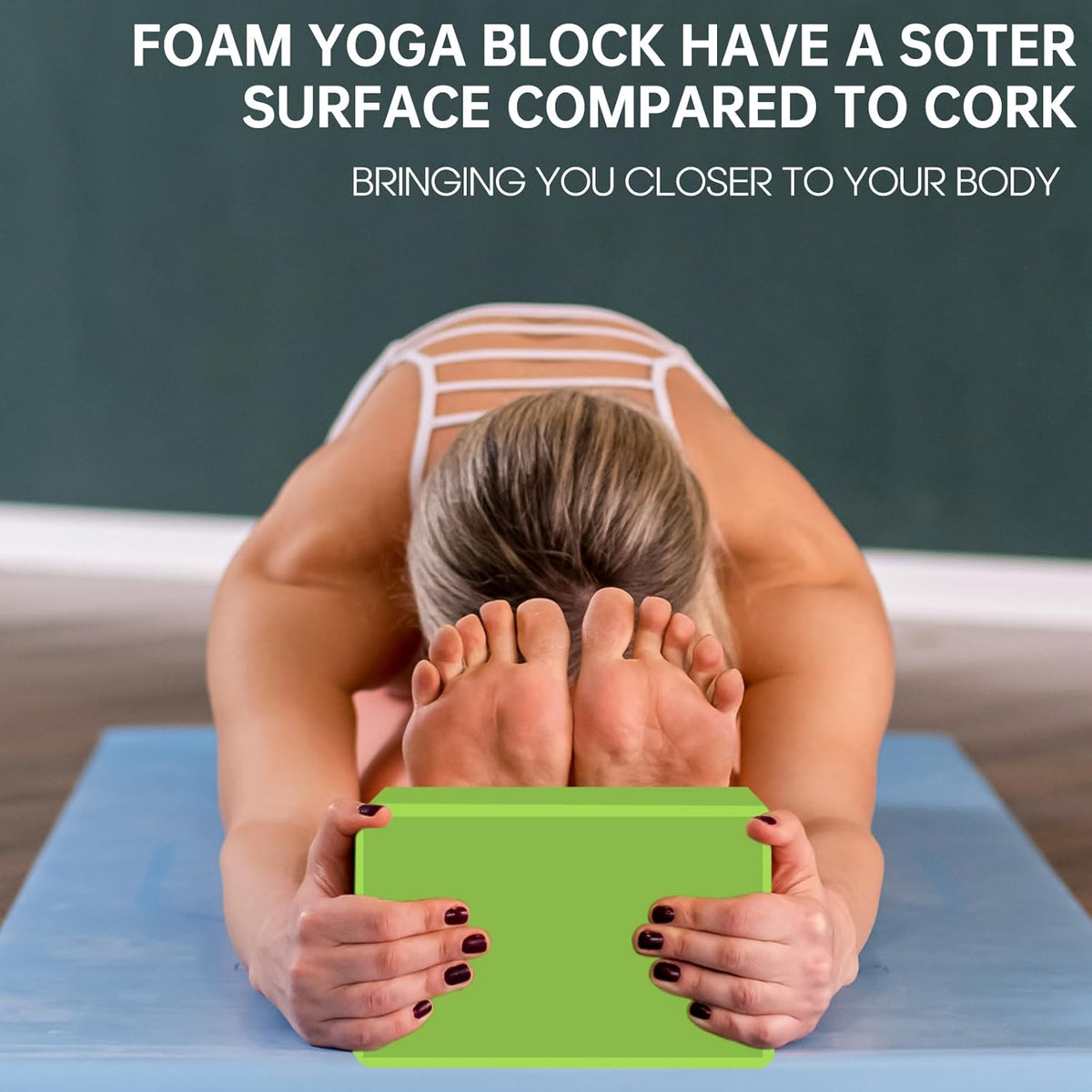 Yoga Block - Unsupported Latex Eva foam - Soft non slip surface with bevel for yoga, pilates, meditation - Yoga accessories for stability, balance and deep stretching