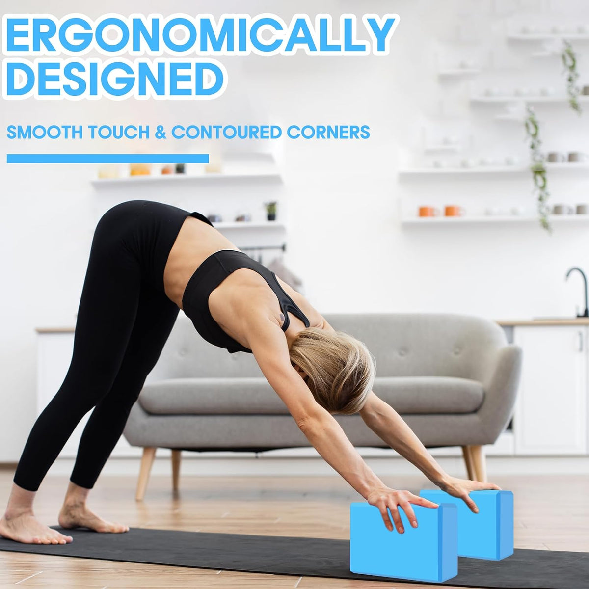 Yoga Block - Unsupported Latex Eva foam - Soft non slip surface with bevel for yoga, pilates, meditation - Yoga accessories for stability, balance and deep stretching