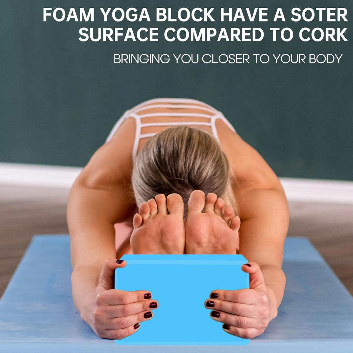 Yoga Block - Unsupported Latex Eva foam - Soft non slip surface with bevel for yoga, pilates, meditation - Yoga accessories for stability, balance and deep stretching