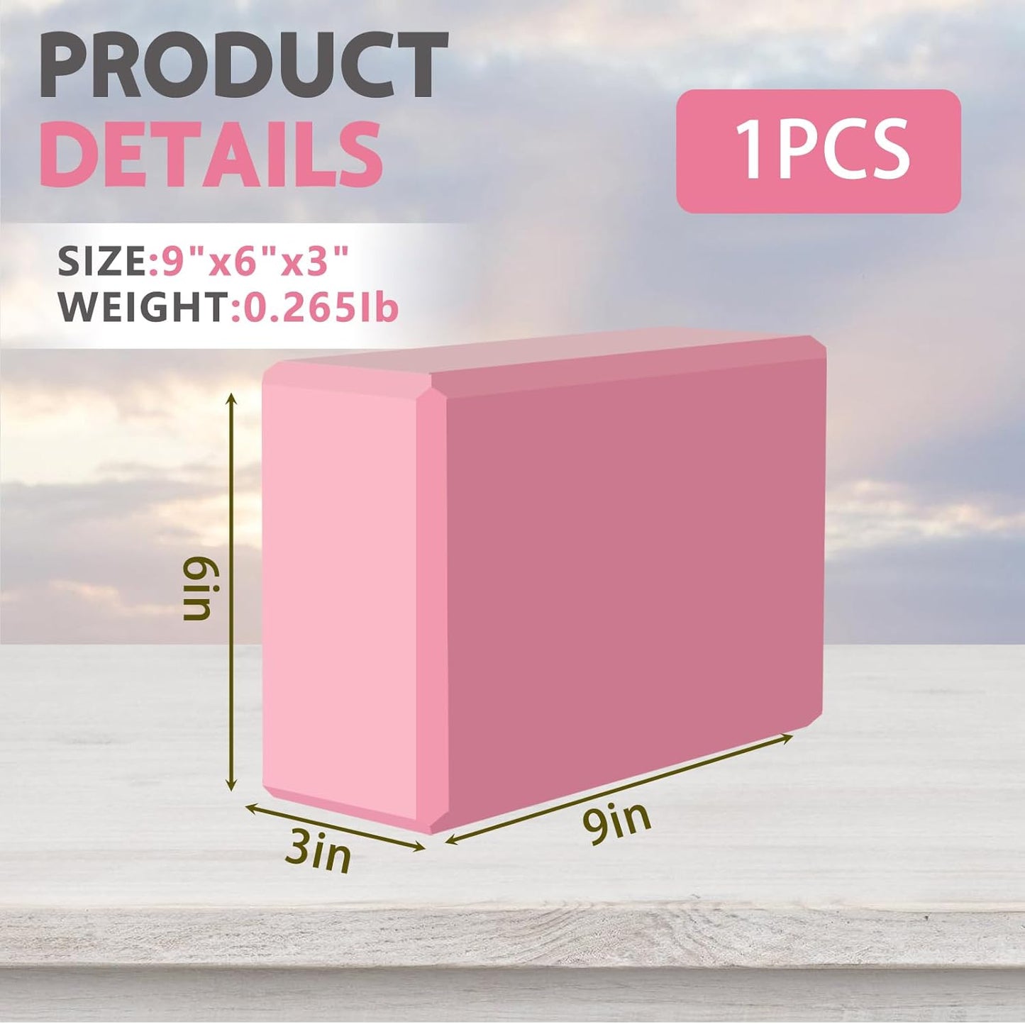 Yoga Block - Unsupported Latex Eva foam - Soft non slip surface with bevel for yoga, pilates, meditation - Yoga accessories for stability, balance and deep stretching