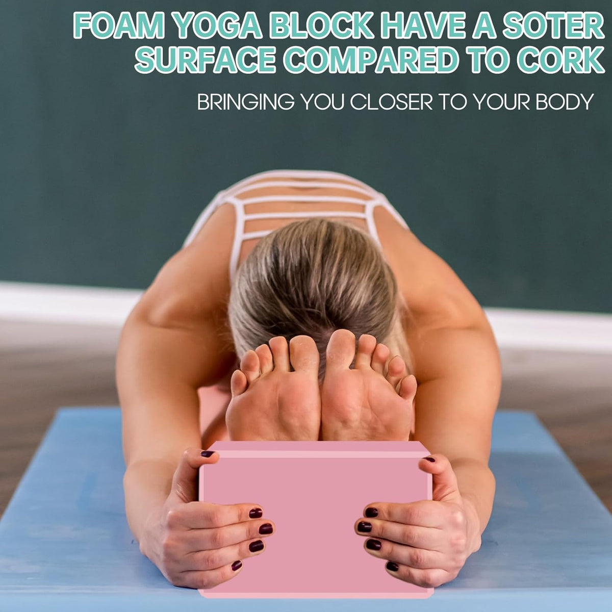Yoga Block - Unsupported Latex Eva foam - Soft non slip surface with bevel for yoga, pilates, meditation - Yoga accessories for stability, balance and deep stretching