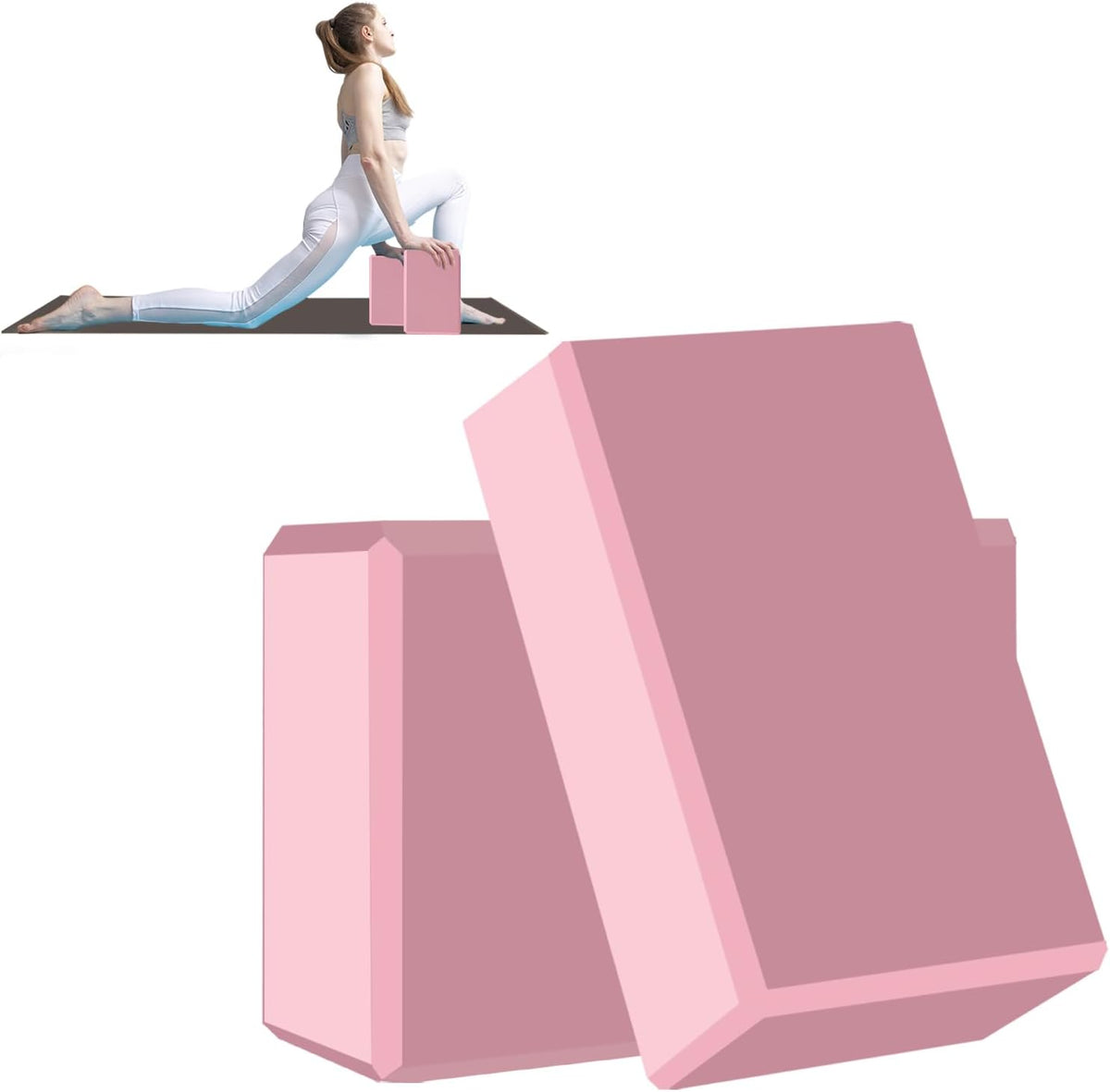 Yoga Block - Unsupported Latex Eva foam - Soft non slip surface with bevel for yoga, pilates, meditation - Yoga accessories for stability, balance and deep stretching