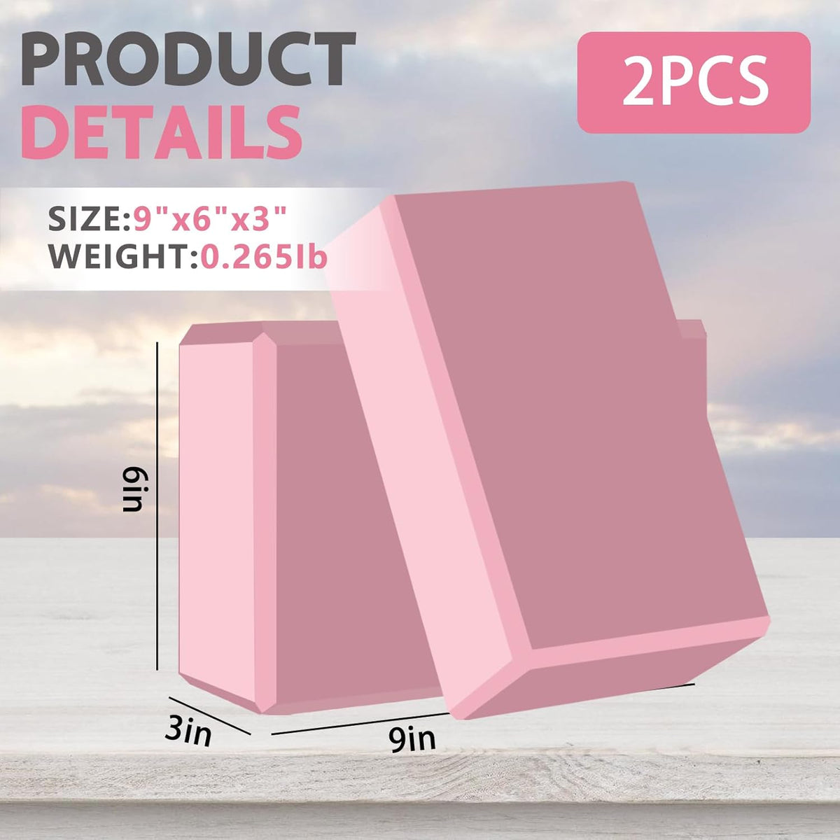 Yoga Block - Unsupported Latex Eva foam - Soft non slip surface with bevel for yoga, pilates, meditation - Yoga accessories for stability, balance and deep stretching