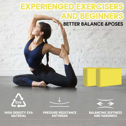 Yoga Block - Unsupported Latex Eva foam - Soft non slip surface with bevel for yoga, pilates, meditation - Yoga accessories for stability, balance and deep stretching