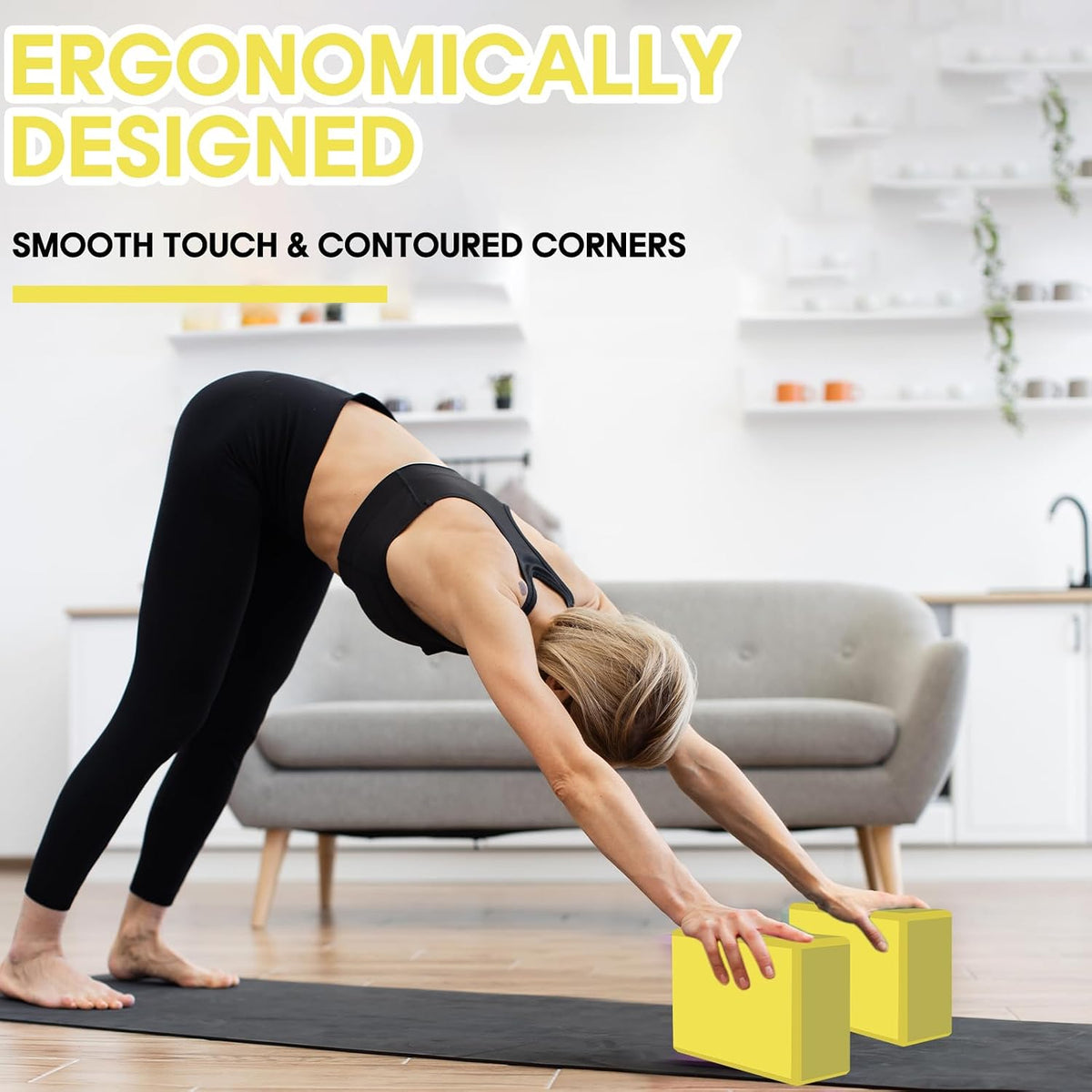 Yoga Block - Unsupported Latex Eva foam - Soft non slip surface with bevel for yoga, pilates, meditation - Yoga accessories for stability, balance and deep stretching