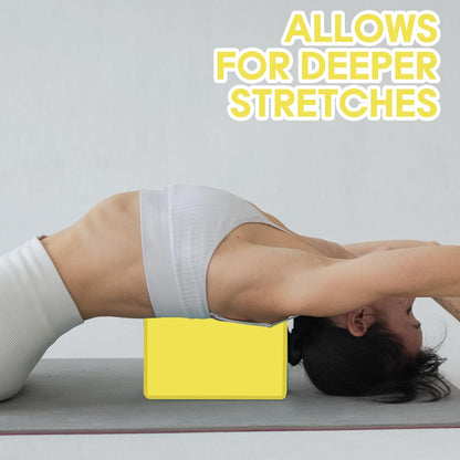 Yoga Block - Unsupported Latex Eva foam - Soft non slip surface with bevel for yoga, pilates, meditation - Yoga accessories for stability, balance and deep stretching