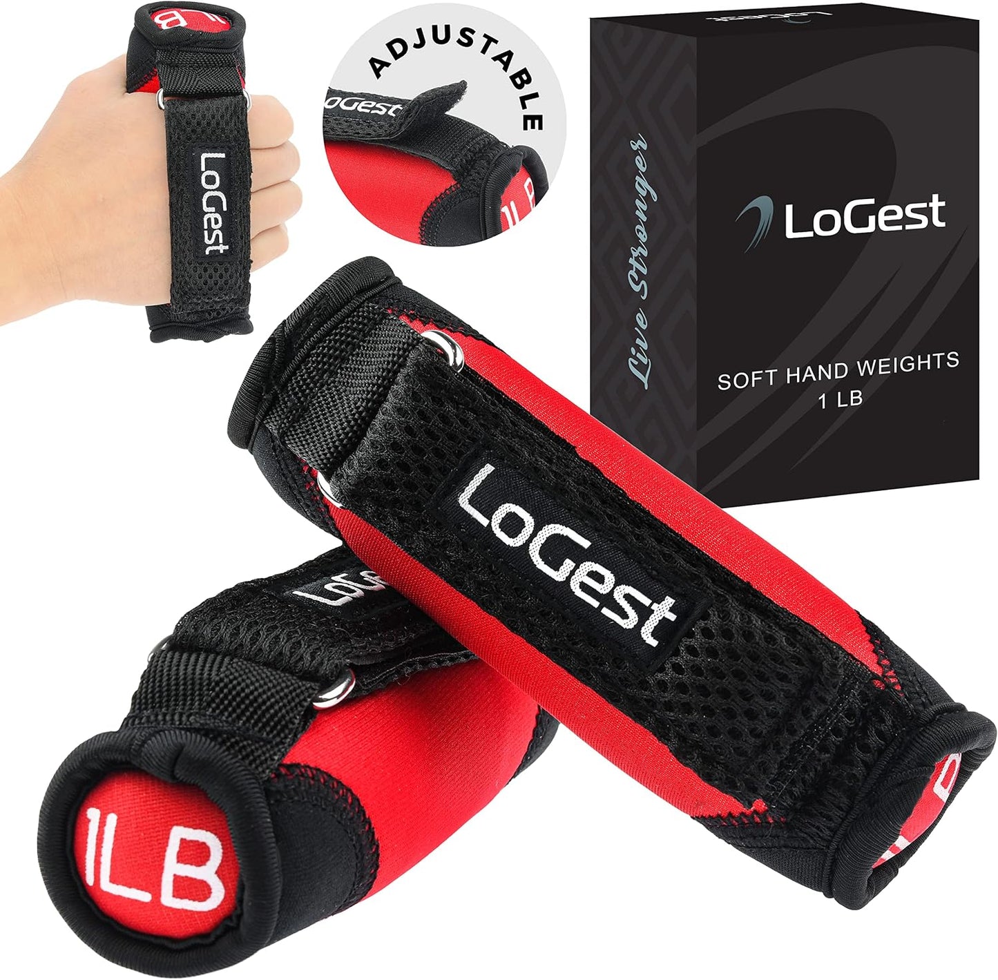 Soft Hand Weights Adjustable Straps - Comes in 1LB Weights or 2LB or 3LB 4LB - Comfortable & Secure Weighted Neoprene Dumbbells with Straps for Walking Running Cardio Workout Physical Therapy
