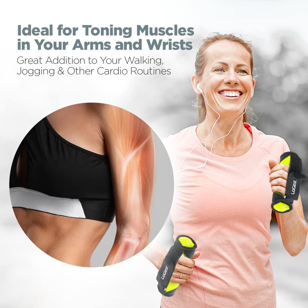 Soft Hand Weights Adjustable Straps - Comes in 1LB Weights or 2LB or 3LB 4LB - Comfortable & Secure Weighted Neoprene Dumbbells with Straps for Walking Running Cardio Workout Physical Therapy