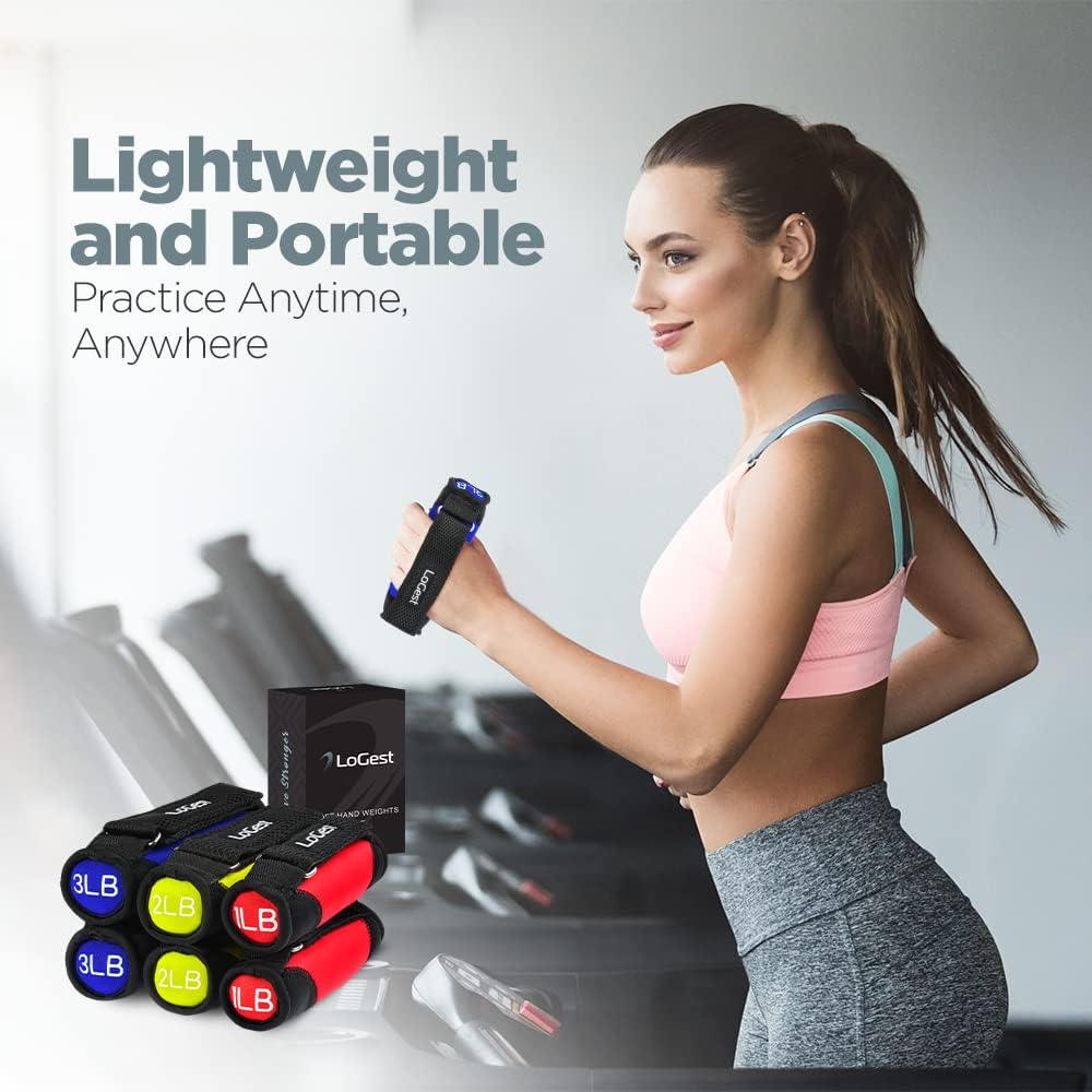 Soft Hand Weights Adjustable Straps - Comes in 1LB Weights or 2LB or 3LB 4LB - Comfortable & Secure Weighted Neoprene Dumbbells with Straps for Walking Running Cardio Workout Physical Therapy