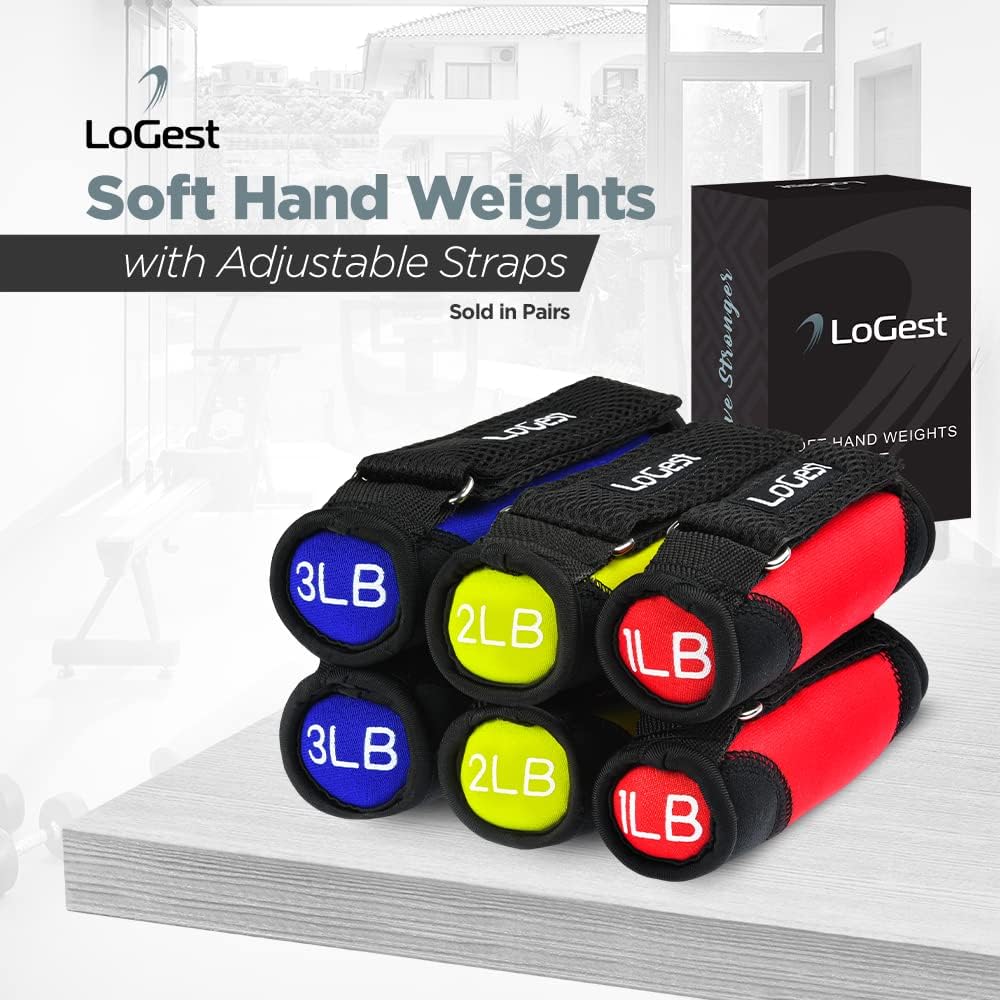 Soft Hand Weights Adjustable Straps - Comes in 1LB Weights or 2LB or 3LB 4LB - Comfortable & Secure Weighted Neoprene Dumbbells with Straps for Walking Running Cardio Workout Physical Therapy