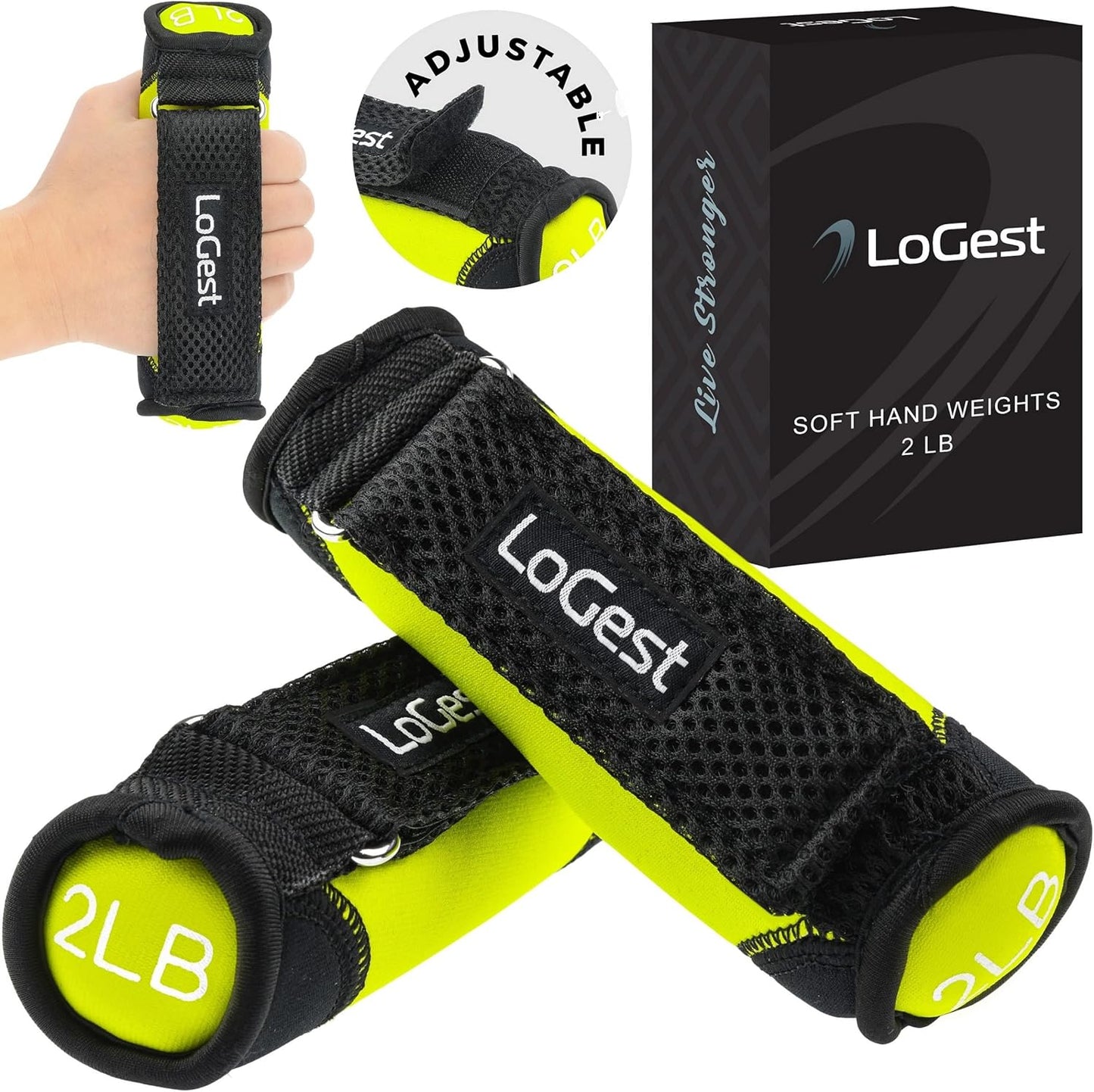 Soft Hand Weights Adjustable Straps - Comes in 1LB Weights or 2LB or 3LB 4LB - Comfortable & Secure Weighted Neoprene Dumbbells with Straps for Walking Running Cardio Workout Physical Therapy