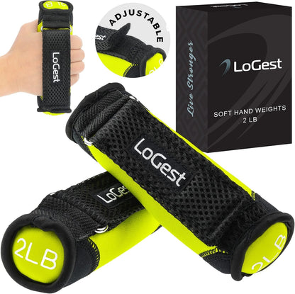 Soft Hand Weights Adjustable Straps - Comes in 1LB Weights or 2LB or 3LB 4LB - Comfortable & Secure Weighted Neoprene Dumbbells with Straps for Walking Running Cardio Workout Physical Therapy