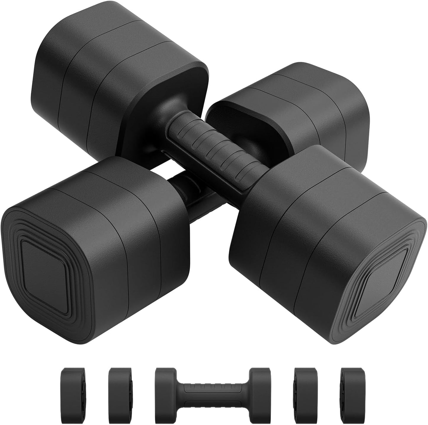 Adjustable Dumbbell Set of 2, Weights for Men and Women at Home, Anti-slip Handle, 3 in 1 Free Weights Dumbbells Set, 2lb/3lb/5lb/10lb/15lb/20lb for Pilates, Yoga, Strength Training
