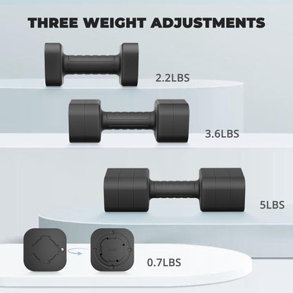 Adjustable Dumbbell Set of 2, Weights for Men and Women at Home, Anti-slip Handle, 3 in 1 Free Weights Dumbbells Set, 2lb/3lb/5lb/10lb/15lb/20lb for Pilates, Yoga, Strength Training
