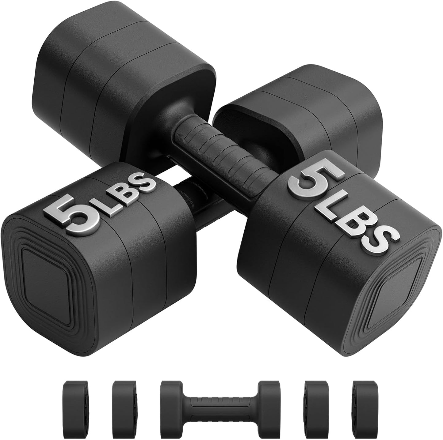 Adjustable Dumbbell Set of 2, Weights for Men and Women at Home, Anti-slip Handle, 3 in 1 Free Weights Dumbbells Set, 2lb/3lb/5lb/10lb/15lb/20lb for Pilates, Yoga, Strength Training