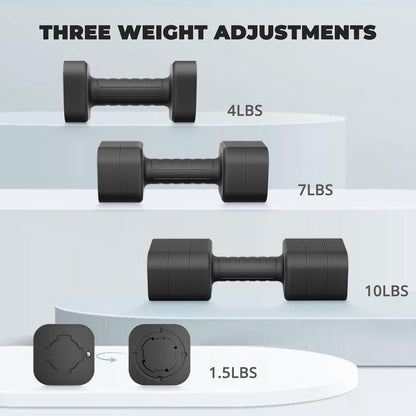 Adjustable Dumbbell Set of 2, Weights for Men and Women at Home, Anti-slip Handle, 3 in 1 Free Weights Dumbbells Set, 2lb/3lb/5lb/10lb/15lb/20lb for Pilates, Yoga, Strength Training