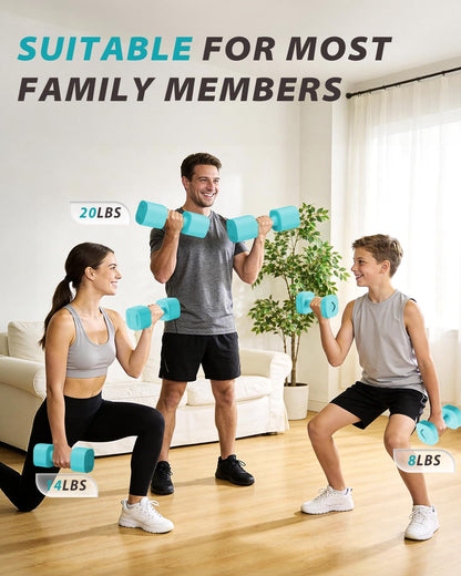 Adjustable Dumbbell Set of 2, Weights for Men and Women at Home, Anti-slip Handle, 3 in 1 Free Weights Dumbbells Set, 2lb/3lb/5lb/10lb/15lb/20lb for Pilates, Yoga, Strength Training