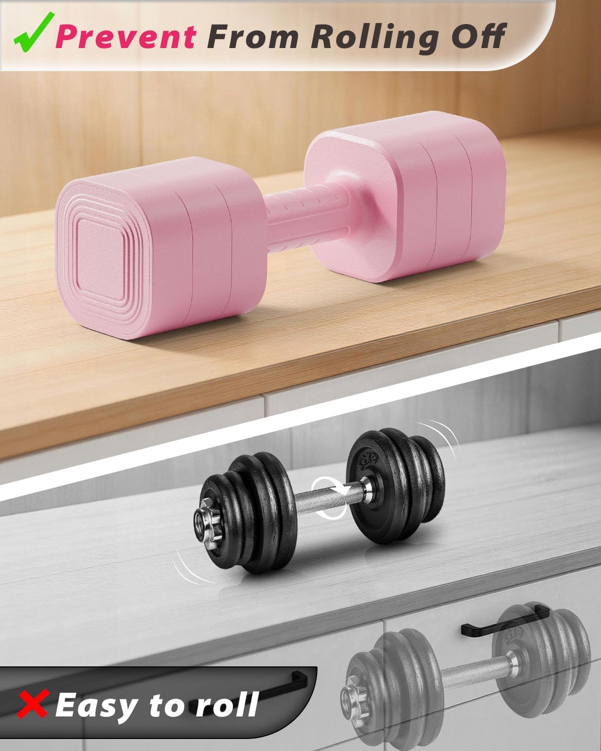 Adjustable Dumbbell Set of 2, Weights for Men and Women at Home, Anti-slip Handle, 3 in 1 Free Weights Dumbbells Set, 2lb/3lb/5lb/10lb/15lb/20lb for Pilates, Yoga, Strength Training