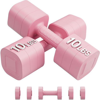 Adjustable Dumbbell Set of 2, Weights for Men and Women at Home, Anti-slip Handle, 3 in 1 Free Weights Dumbbells Set, 2lb/3lb/5lb/10lb/15lb/20lb for Pilates, Yoga, Strength Training