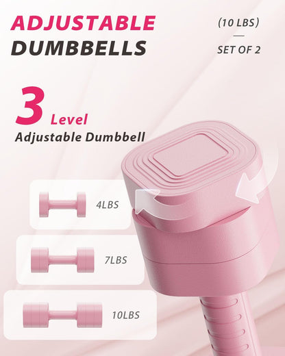 Adjustable Dumbbell Set of 2, Weights for Men and Women at Home, Anti-slip Handle, 3 in 1 Free Weights Dumbbells Set, 2lb/3lb/5lb/10lb/15lb/20lb for Pilates, Yoga, Strength Training