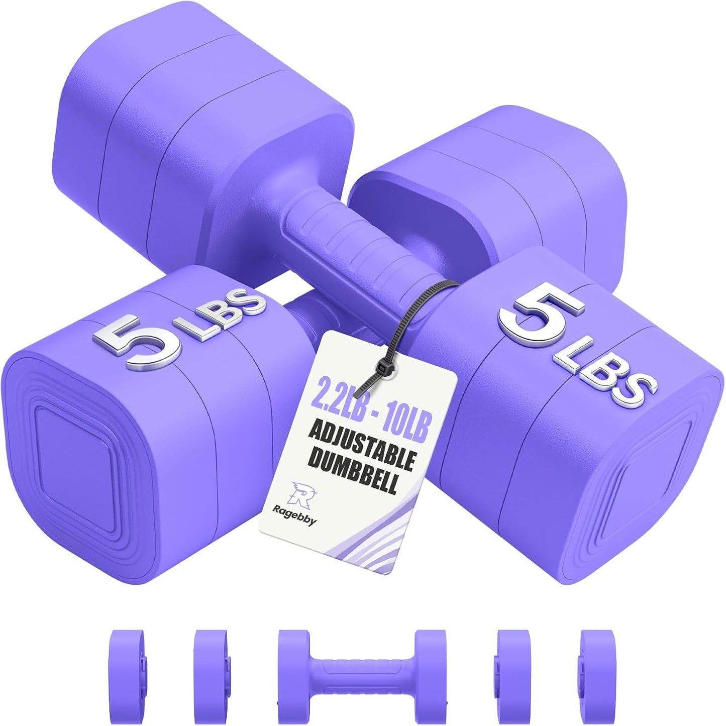 Adjustable Dumbbell Set of 2, Weights for Men and Women at Home, Anti-slip Handle, 3 in 1 Free Weights Dumbbells Set, 2lb/3lb/5lb/10lb/15lb/20lb for Pilates, Yoga, Strength Training