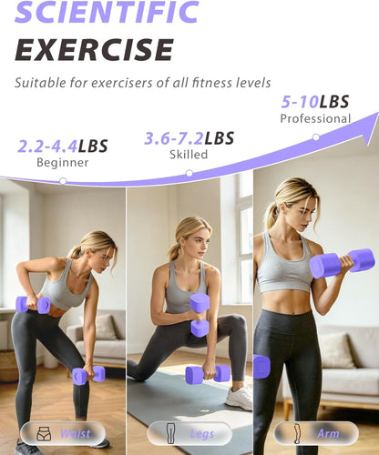 Adjustable Dumbbell Set of 2, Weights for Men and Women at Home, Anti-slip Handle, 3 in 1 Free Weights Dumbbells Set, 2lb/3lb/5lb/10lb/15lb/20lb for Pilates, Yoga, Strength Training