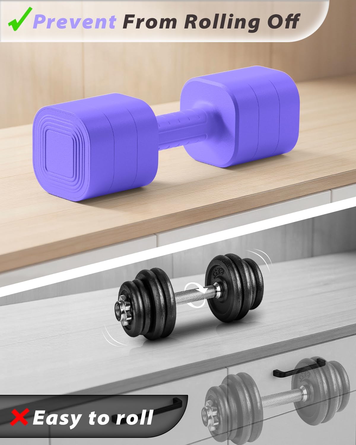 Adjustable Dumbbell Set of 2, Weights for Men and Women at Home, Anti-slip Handle, 3 in 1 Free Weights Dumbbells Set, 2lb/3lb/5lb/10lb/15lb/20lb for Pilates, Yoga, Strength Training