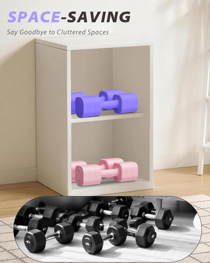 Adjustable Dumbbell Set of 2, Weights for Men and Women at Home, Anti-slip Handle, 3 in 1 Free Weights Dumbbells Set, 2lb/3lb/5lb/10lb/15lb/20lb for Pilates, Yoga, Strength Training