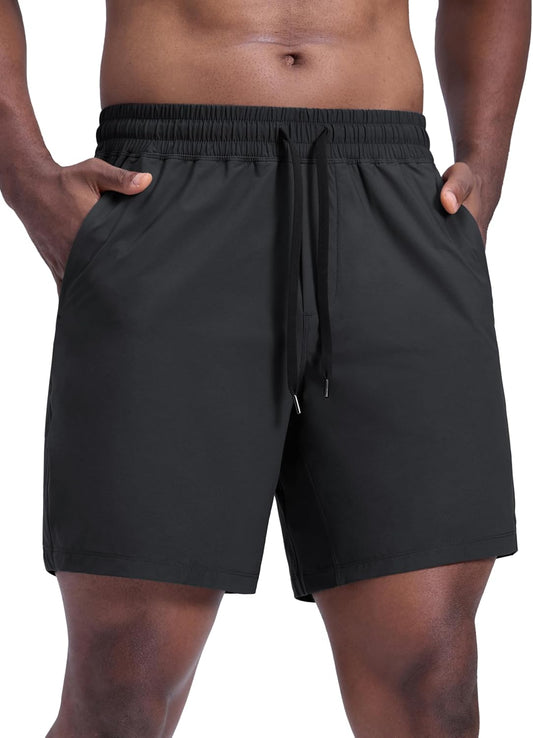 Lightweight Workout Shorts 7" | for Hot Day, Sweat-Wicking, Quick Dry, Casual, Zipper Pocket, for Men
