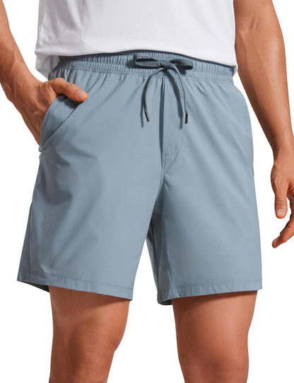 Lightweight Workout Shorts 7" | for Hot Day, Sweat-Wicking, Quick Dry, Casual, Zipper Pocket, for Men