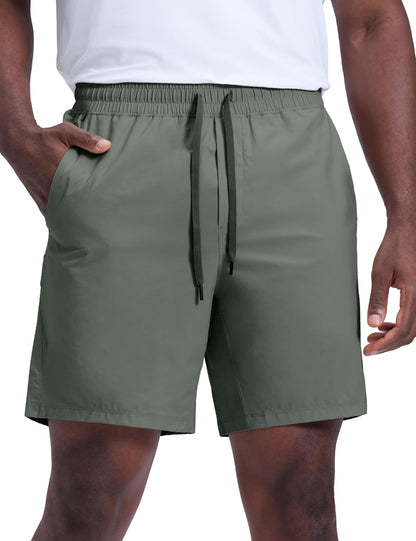 Lightweight Workout Shorts 7" | for Hot Day, Sweat-Wicking, Quick Dry, Casual, Zipper Pocket, for Men