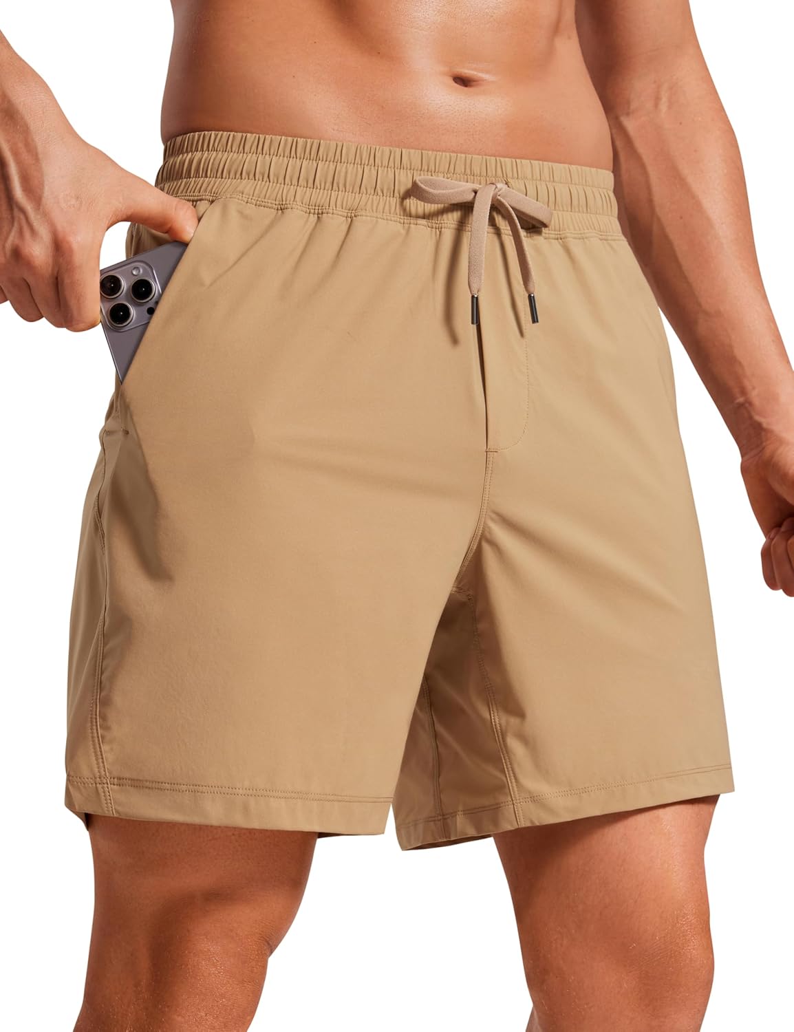 Lightweight Workout Shorts 7" | for Hot Day, Sweat-Wicking, Quick Dry, Casual, Zipper Pocket, for Men