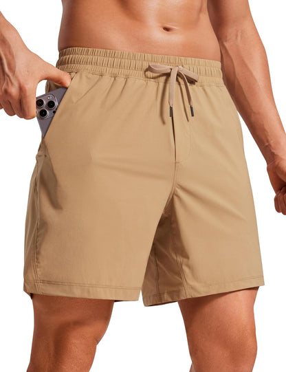 Lightweight Workout Shorts 7" | for Hot Day, Sweat-Wicking, Quick Dry, Casual, Zipper Pocket, for Men
