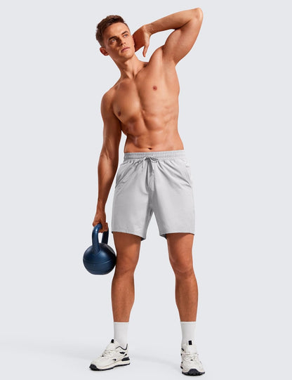 Lightweight Workout Shorts 7" | for Hot Day, Sweat-Wicking, Quick Dry, Casual, Zipper Pocket, for Men