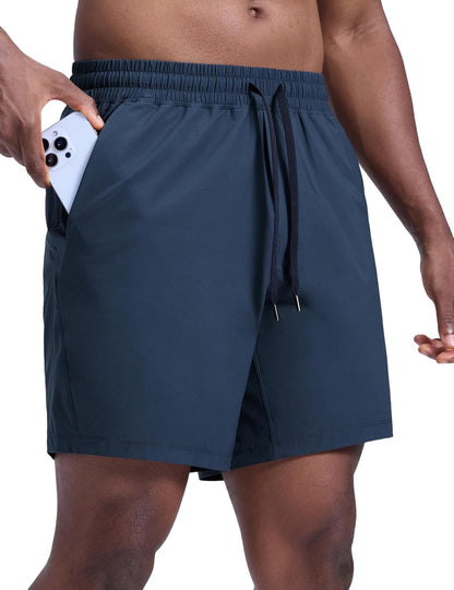 Lightweight Workout Shorts 7" | for Hot Day, Sweat-Wicking, Quick Dry, Casual, Zipper Pocket, for Men