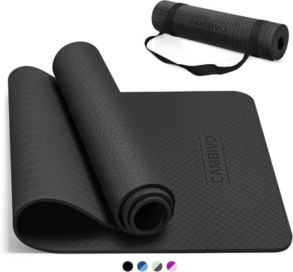Yoga Mat for Women Men Kids, 1/3 & 1/4 & 2/5 Inch Extra Thick Yoga Mat Non Slip, 72" x 24" TPE Yoga Mats, Workout Mat with Carrying Strap for Yoga, Pilates and Floor Exercises
