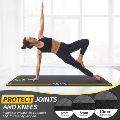Yoga Mat for Women Men Kids, 1/3 & 1/4 & 2/5 Inch Extra Thick Yoga Mat Non Slip, 72" x 24" TPE Yoga Mats, Workout Mat with Carrying Strap for Yoga, Pilates and Floor Exercises