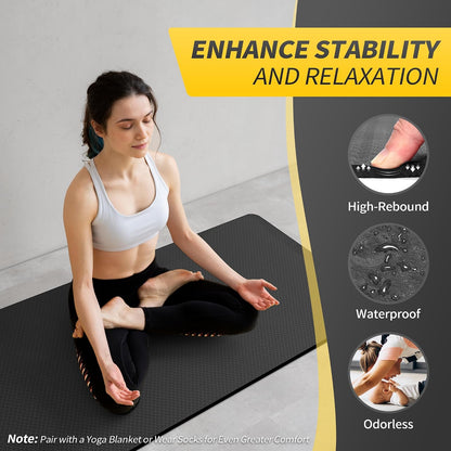 Yoga Mat for Women Men Kids, 1/3 & 1/4 & 2/5 Inch Extra Thick Yoga Mat Non Slip, 72" x 24" TPE Yoga Mats, Workout Mat with Carrying Strap for Yoga, Pilates and Floor Exercises