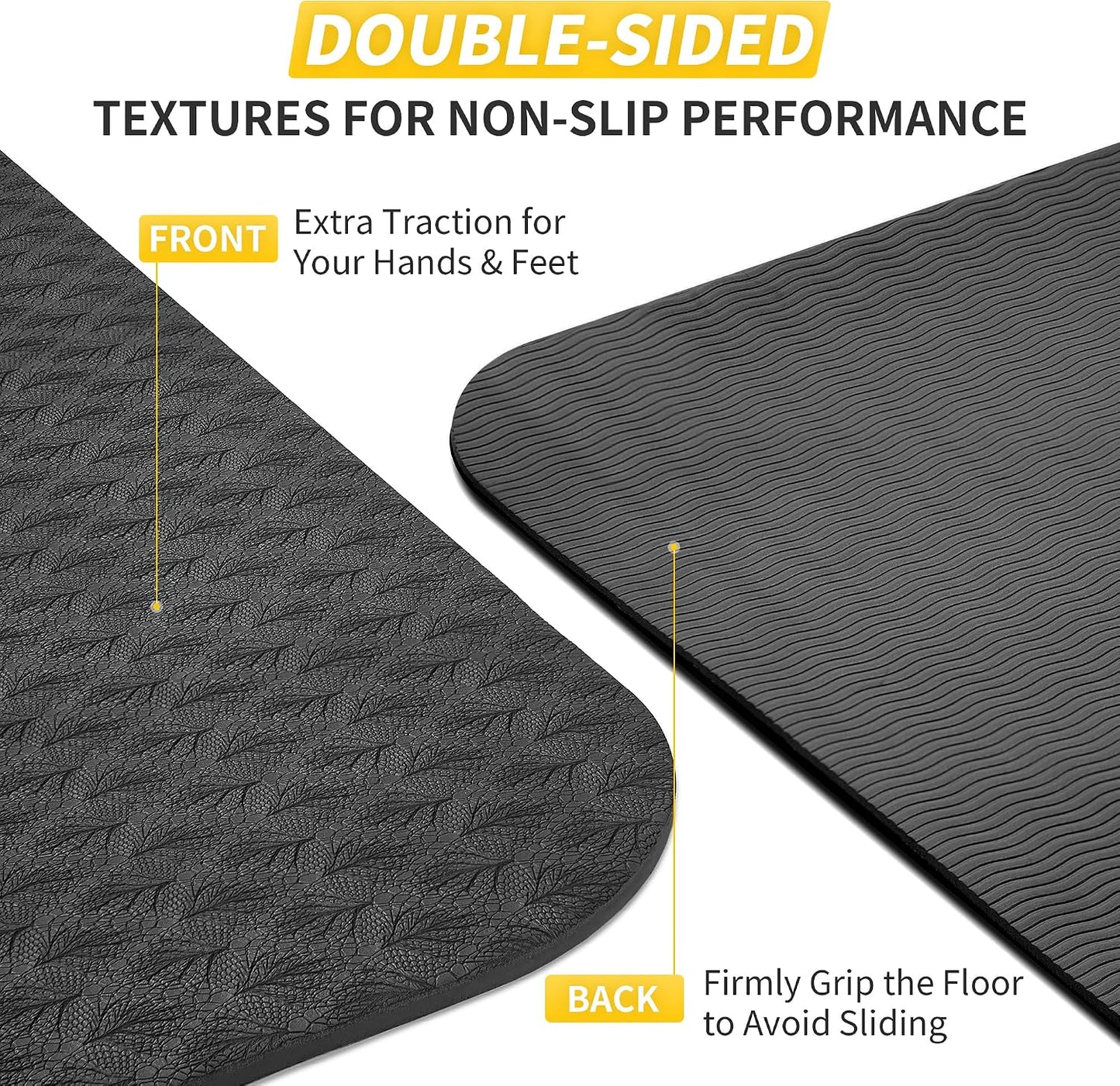 Yoga Mat for Women Men Kids, 1/3 & 1/4 & 2/5 Inch Extra Thick Yoga Mat Non Slip, 72" x 24" TPE Yoga Mats, Workout Mat with Carrying Strap for Yoga, Pilates and Floor Exercises