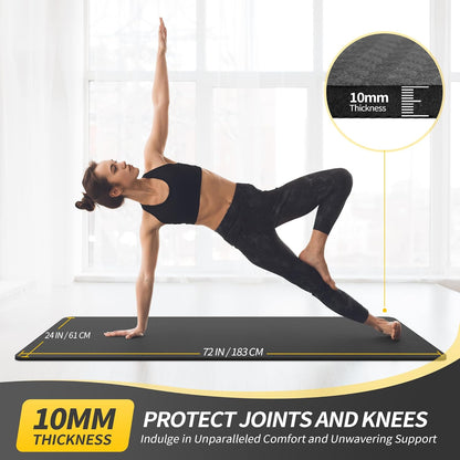 Yoga Mat for Women Men Kids, 1/3 & 1/4 & 2/5 Inch Extra Thick Yoga Mat Non Slip, 72" x 24" TPE Yoga Mats, Workout Mat with Carrying Strap for Yoga, Pilates and Floor Exercises